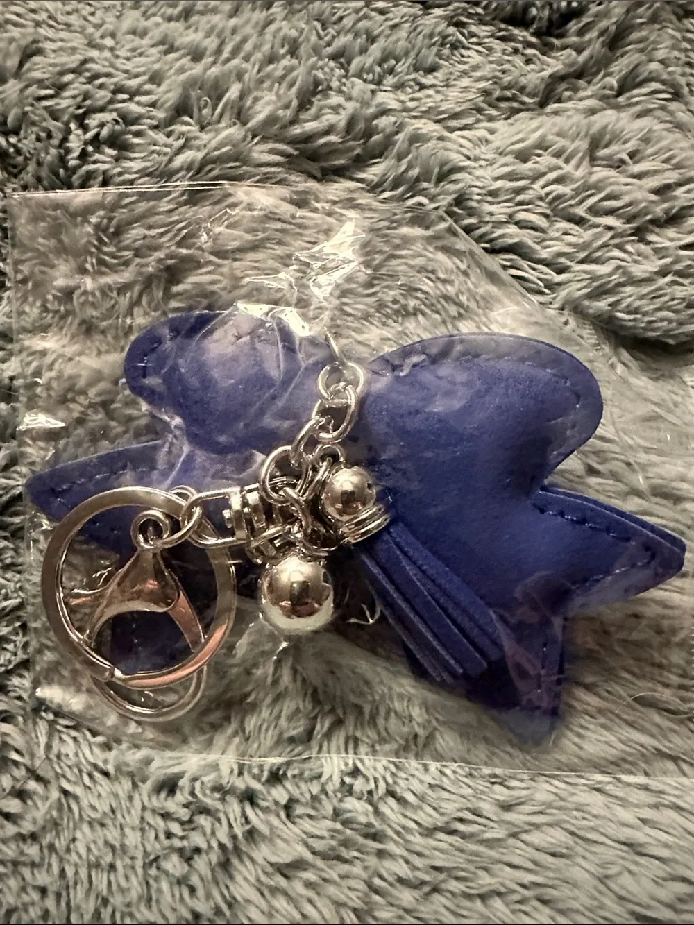 Blue Rhinestone Bow Keychain Charm